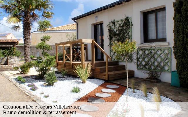 Création allée et cours villeherviers-41200 Bruno démolition & terrassement